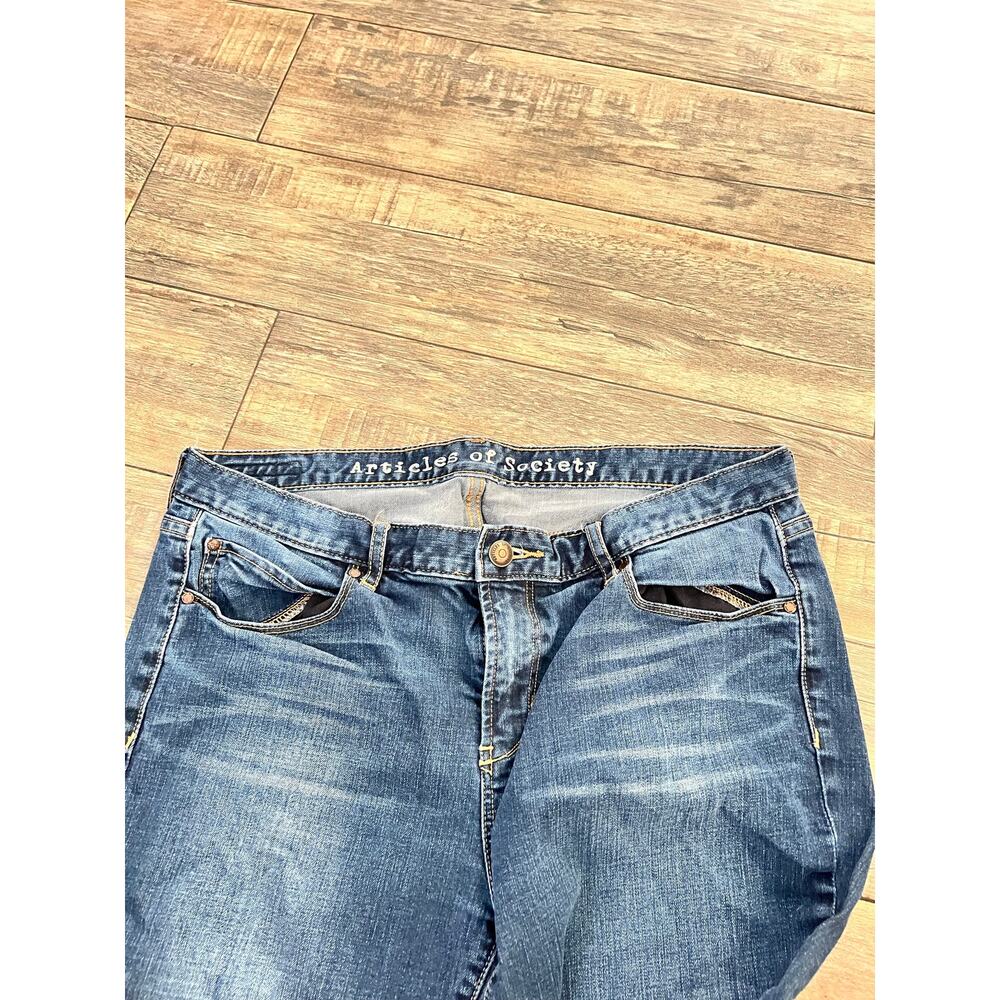 Articles Of Society Jeans Sz 31 Blue Denim Stretch Mid-Rise Straight Leg Zip Fly - Picture 3 of 8